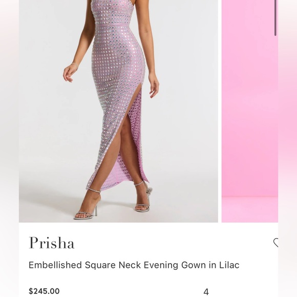 Embellished Square Neck Evening Gown in Lilac - Picture 12 of 12